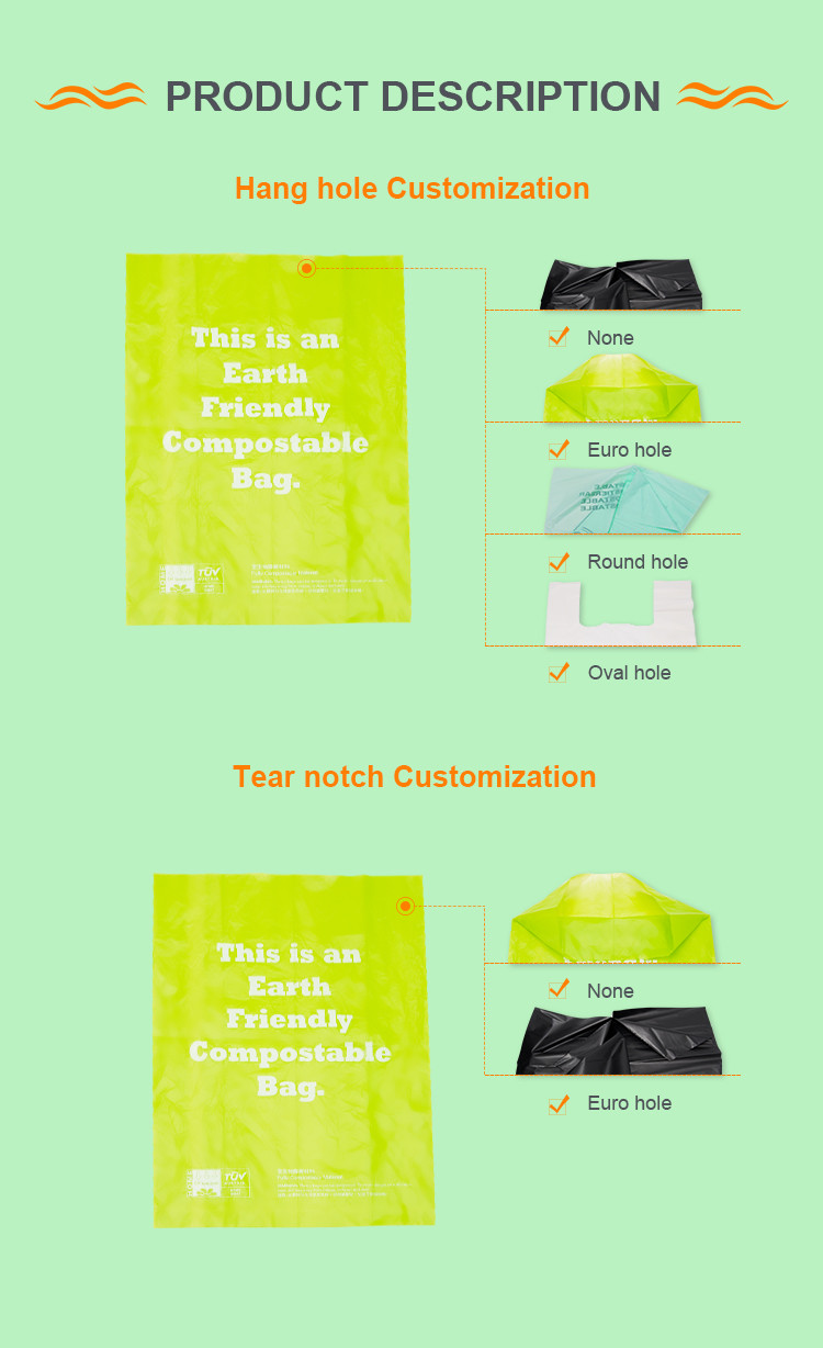 Eco Friendly Plastic Packaging Bag 0.054mm Biodegradable Shopping Bag