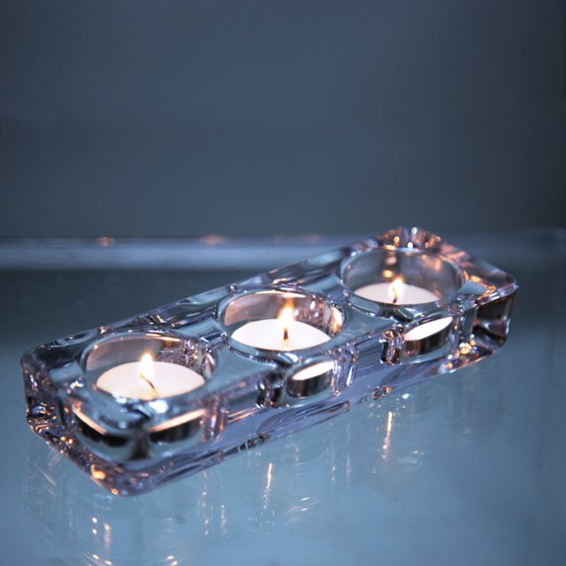 Factory Custom Clear Transparent Candle Holder with 3 Tealight Set for party wedding decoration