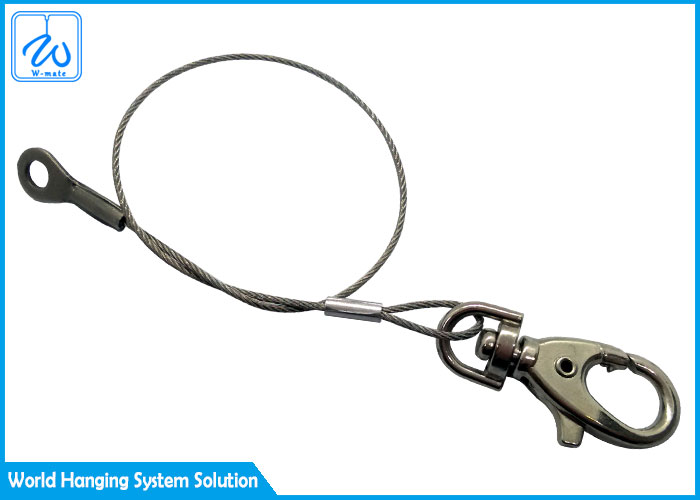 Steel 1.5mm Eye Loop Wire Rope Siling Wire Rope Lanyard With Carabiner