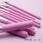 Purple Travel 9pcs Plastic Makeup Brushes With PU Pouch