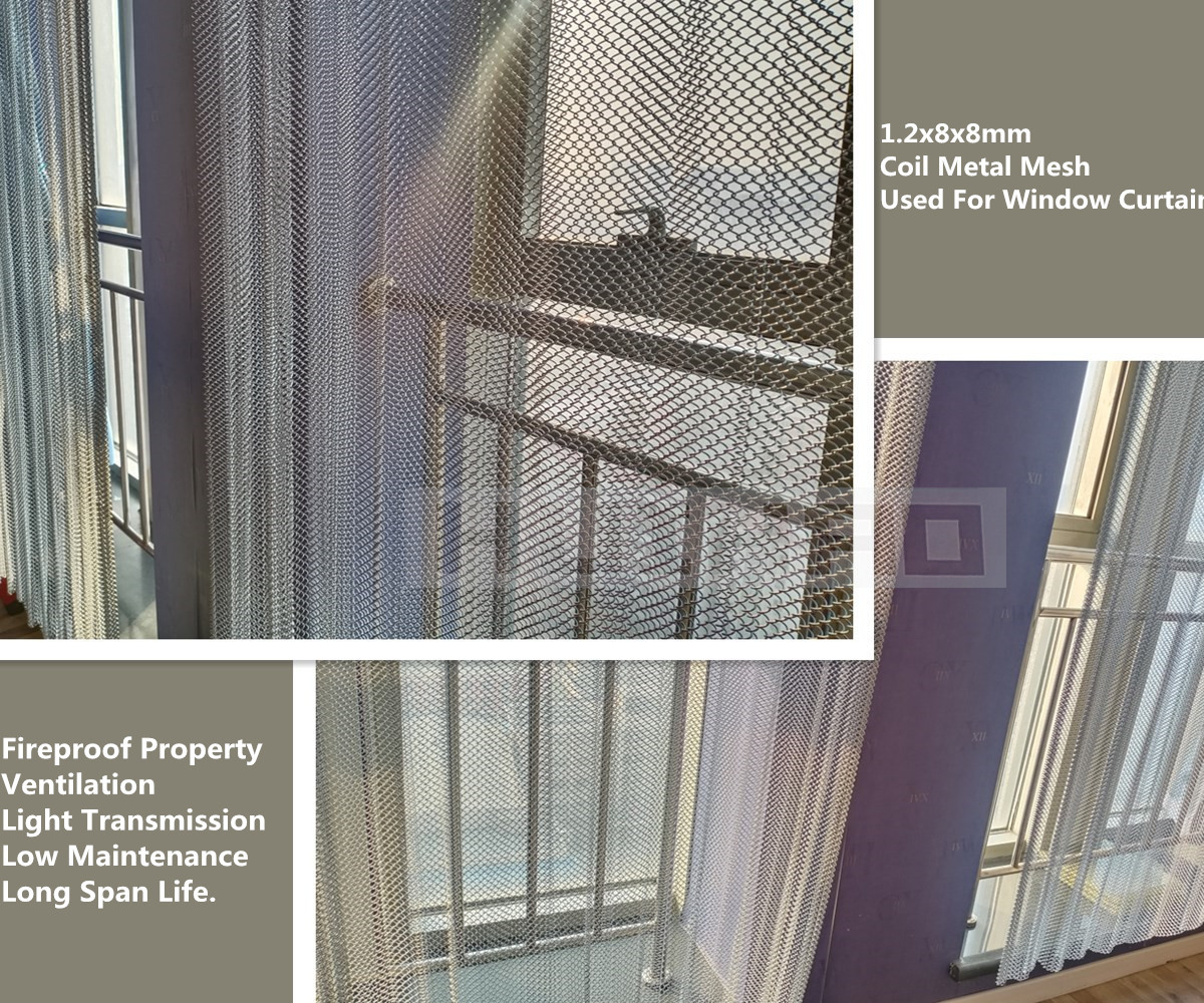 Silver Color Metal Coil Drapery 1.2mm Used As Office Window Curtains