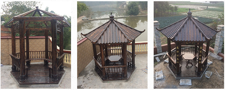 Hexagonal Chinese Wood Gazebo Outdoor Garden Pagoda Pavilion 2.6m