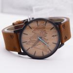 Japan Quartz Movement Mens Stainless Steel Watch With Bamboo Dial