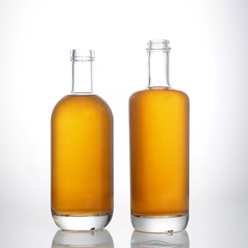 500ml 700ml 750ml Clear Glass Liquor Bottle for Whisky Tequila Brandy Gin Vodka Rum