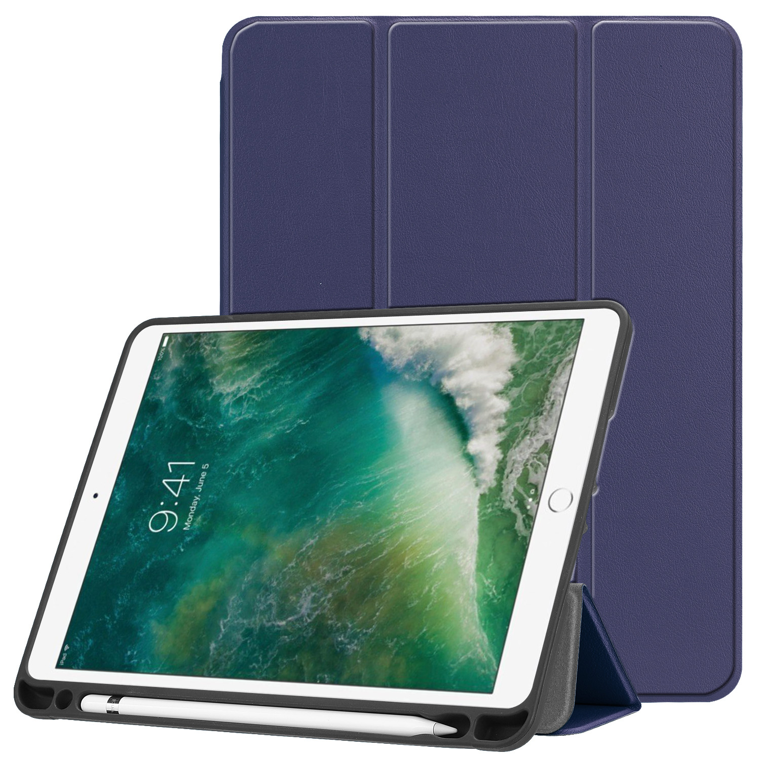 iPad 9.7 2018 Case with Built-in Apple Pencil Holder, Soft TPU Back Cover for Apple iPad 9.7 2018/2017,iPad Air /Air 2