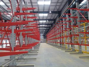 China Customized Depth Cantilever Lumber Storage Racks , Cantilever Steel Rack For Wooden Plant wholesale