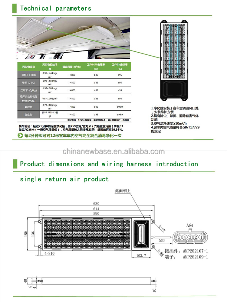 Universal Automotive City Bus Air Purifier Replacement 24V ODM