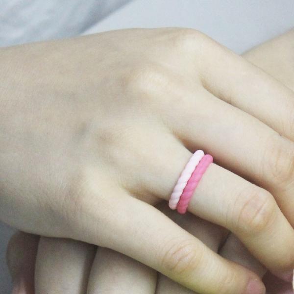 3mm Thin Braided Wedding Silicone Ring Thin Stackable for Women