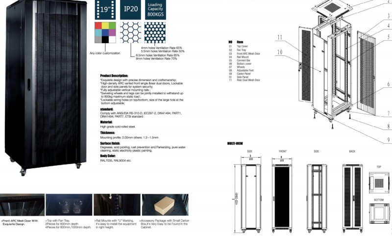 Indoor Network Cabinet Server Rack Fiber Optical Telecom Cabinets Temperature -50 85