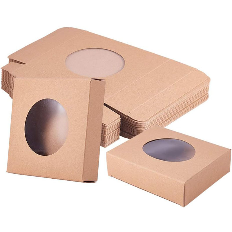 Food Packaging Boxes with Custom Round Window Front and Recycled Material Made of Kraft Paper