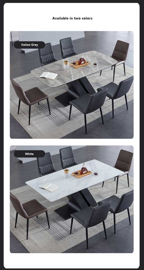 Dining Room Sets 6 Chairs With Z Metal Legs Stone Top Tables For Sale