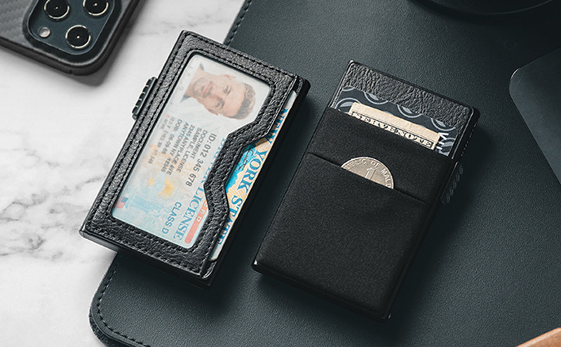 Custom Logo Business Slim Wallet Credit Card Holder Rfid Blocking Aluminum Pop Up Card Wallet
