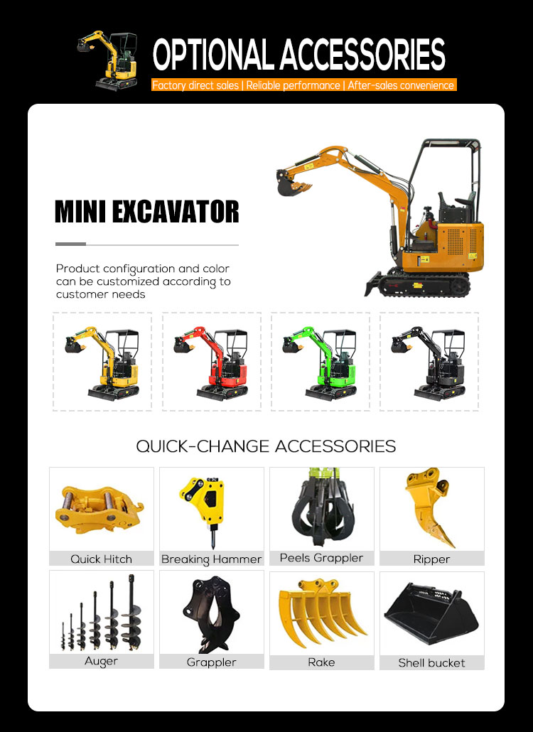 1.8 ton 1.2 ton Mini Excavator High Operating Efficiency 380mm Ground Clearance Direct