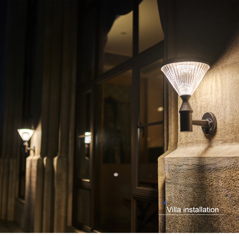Die Cast Aluminum 20w Wall Mounted Solar Light outdooer wall lamp With 3.2v 8000mAh Battery