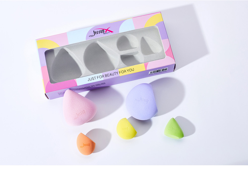 Jessup 5pcs 47g Makeup Puff Sponge Colorful Multifunctional