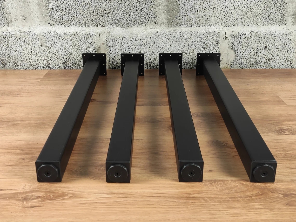 X Shaped Frame Legs for Black Industrial Rustic Metal Dining Table in Office Interior