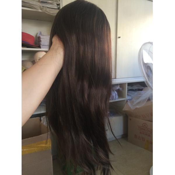 Full Lace Cap Womens Toupee Medium Brown Hair Toupee For Ladies