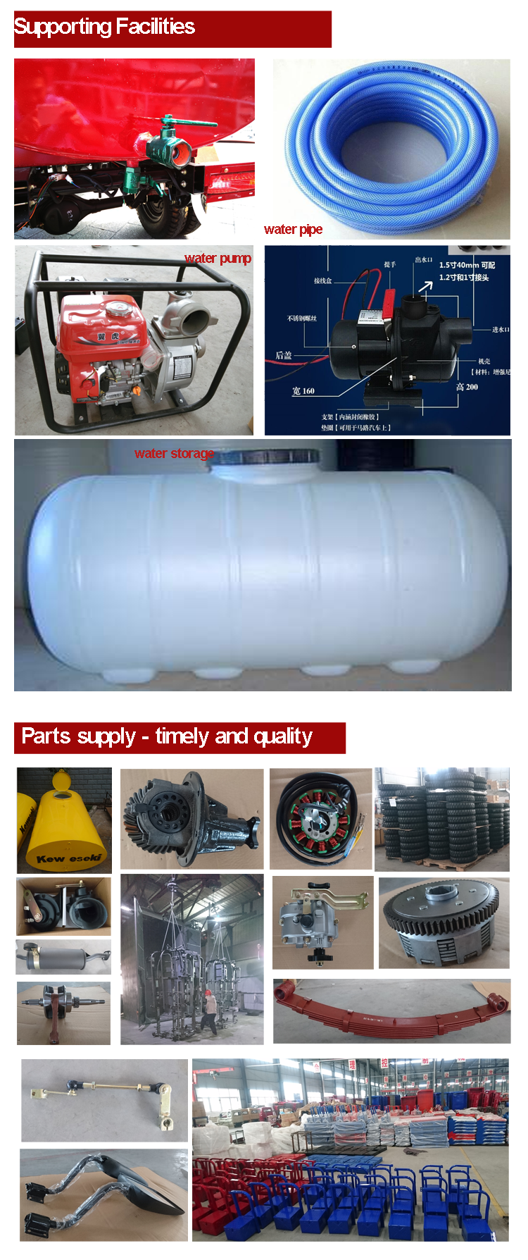 Spacious 3-wheel rainwater storage tank tricycle with 5.00-12 tires and 12V28A battery