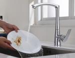 High Arc Brass Kitchen Mixer Tap Stainless Steel Kitchen Tap Chrome Finish