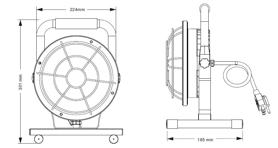 dimensions for portable IP65 30W LED work light