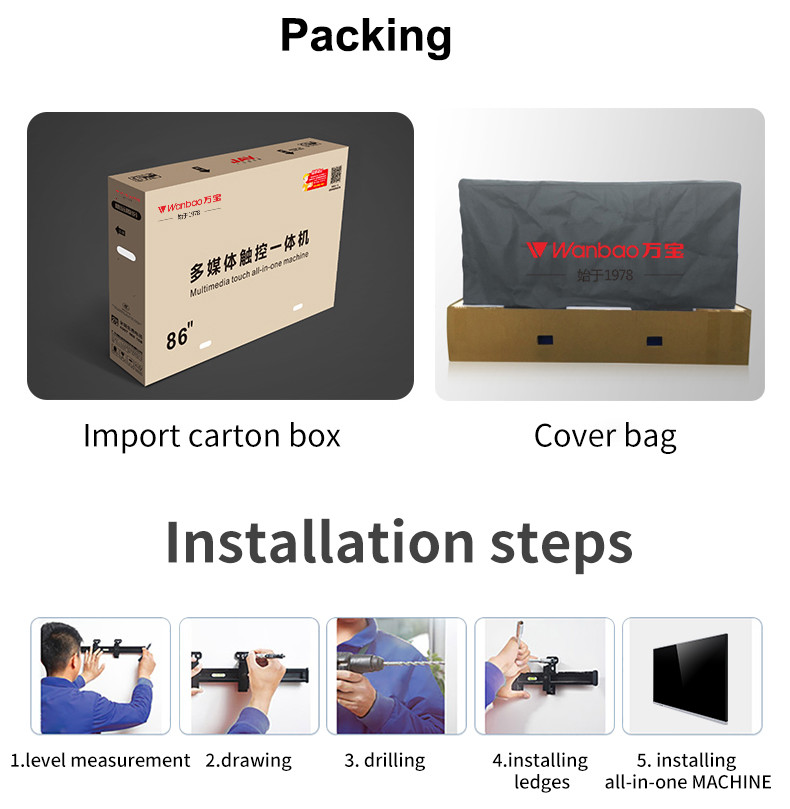 65 '' Big Indoor Education Interactive Whiteboard Touch Advertising LED Display