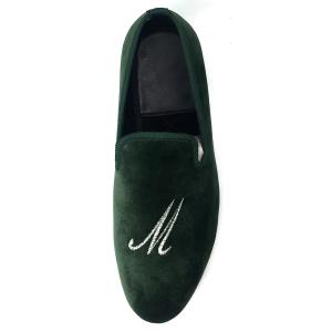 China Luxury Green Mens Velvet Loafers Handmade Velvet Slip On Loafers wholesale