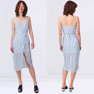 China 2018 Summer Linen Fabric Slip Wrap Dress Ladies wholesale