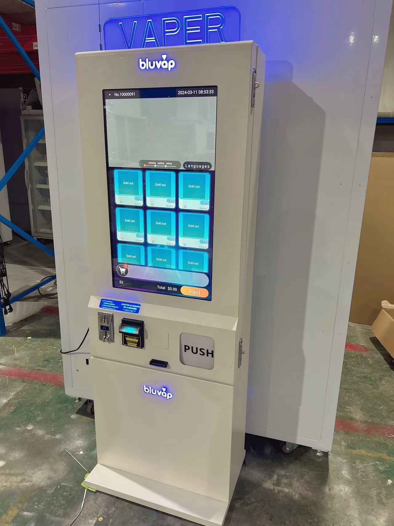 Bar Outdoor Touch Screen Automatic Cigarette Vending Machine With Coin and Bill Acceptor