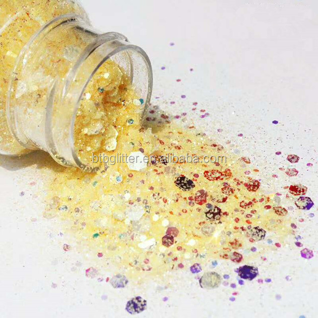 Polyester Bright Rainbow Candy Sparkle Mixes Shapes Chunky Glitter Confetti Customized for Your Requirements