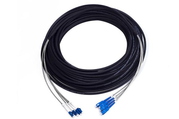 LC Armoured Single Mode Fiber Optic Patch Cords Outdoor Waterproof Fiber Optic