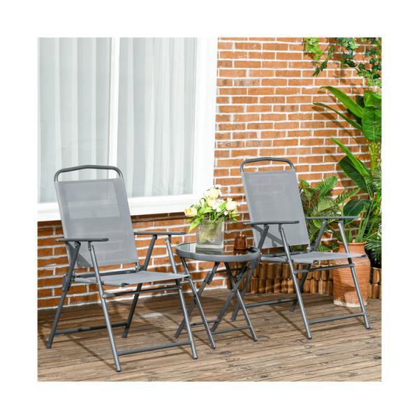 Portable Foldable Chair Balcony Furniture Bistro Set Garden Chair AJUNION Metal