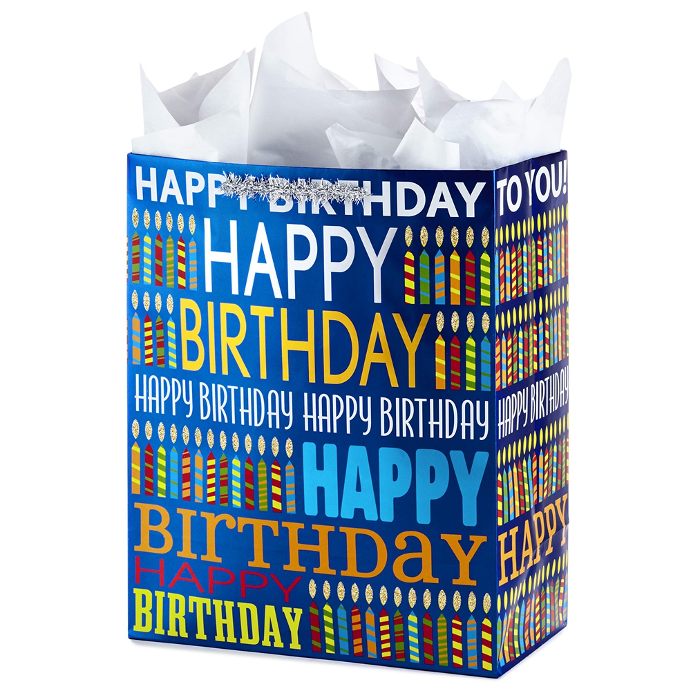 Fully Recyclable High End Custom Printed Happy Birthday Gift Packaging Paper Bag