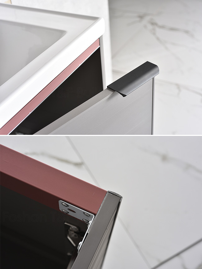 Mirrored Bathroom Vanity Units , Aluminium Single Sink Corner Vanity