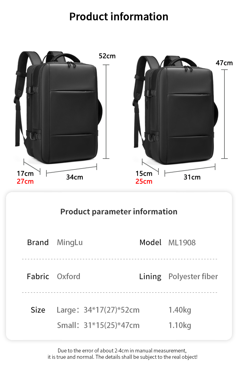 Oxford 17.3 Inch Laptop Backpack Waterproof Office Backpack 20-47Litre