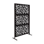Black Shelf Room Divider Screen Foldable Rectangle Carved Design