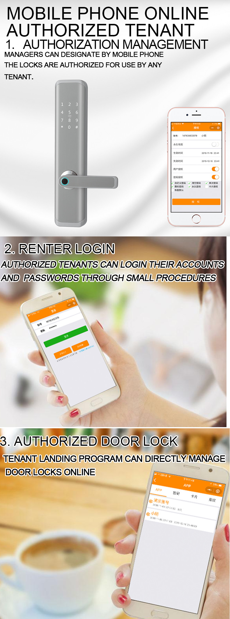 Zinc Alloy Fingerprint Scanner Door Lock With Super C Class Cylinder Durable