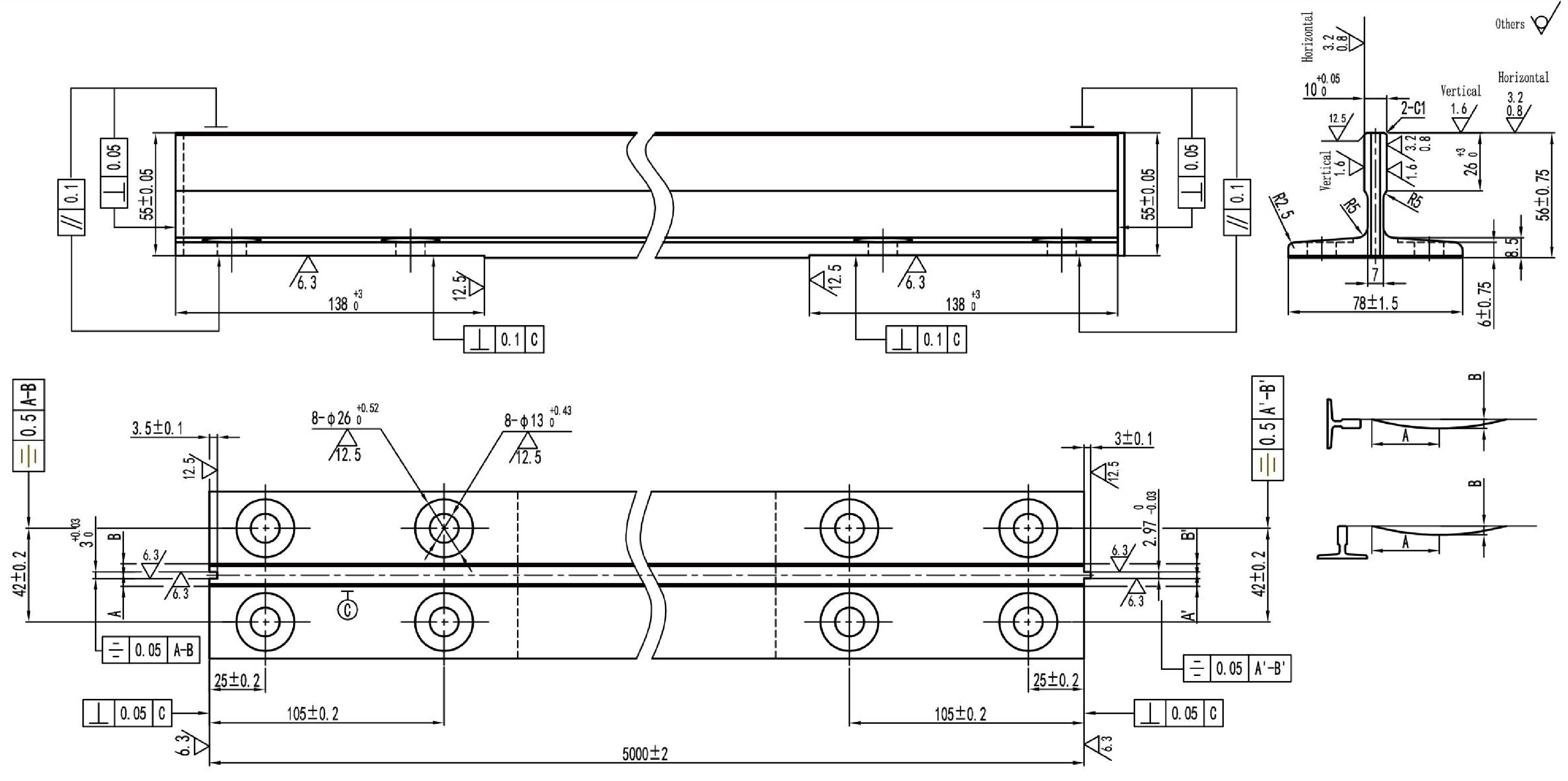 High Precision Machined Guide rail