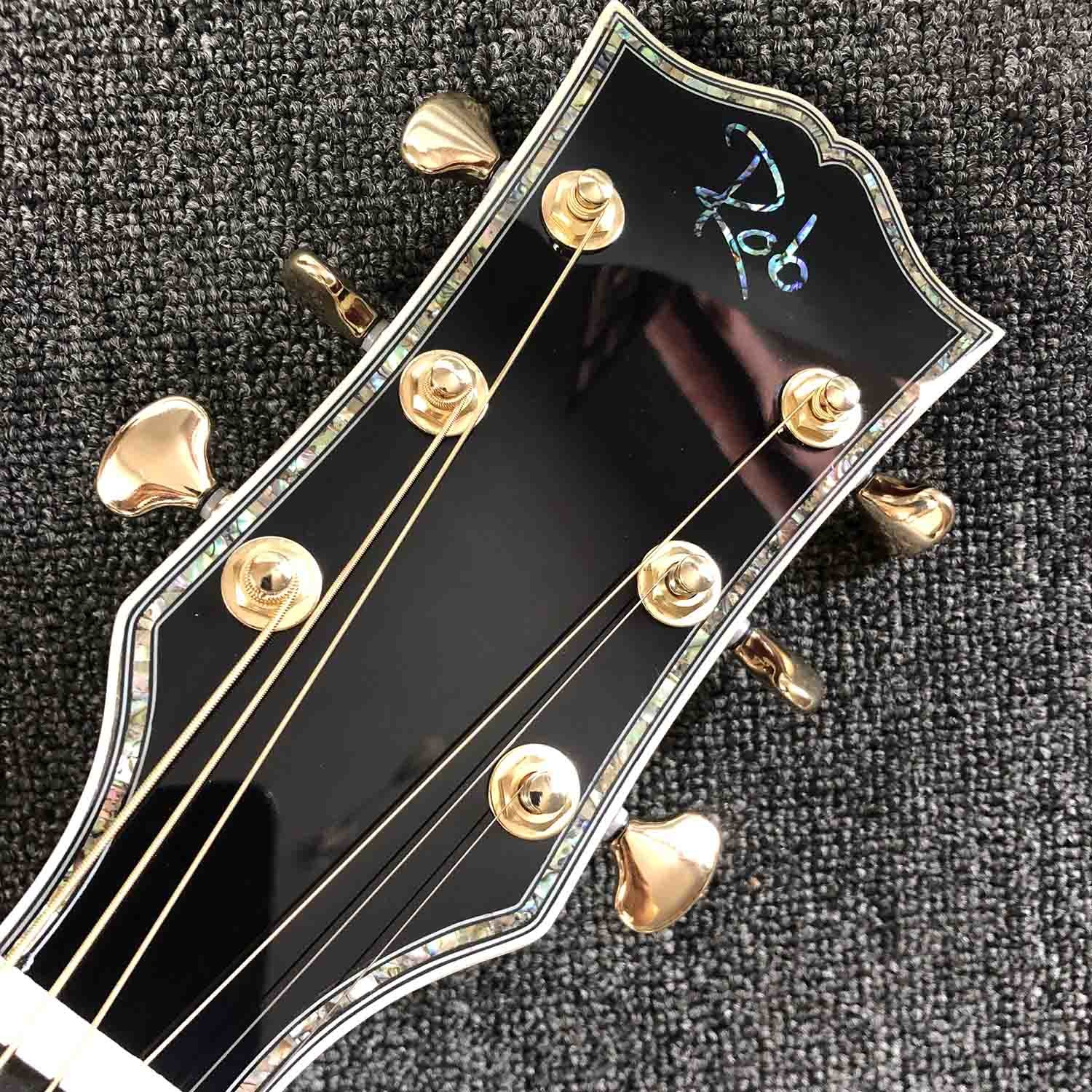 Custom AAAA All Solid KOA Wood 43 Inch Design Jumbo Body Acoustic Guitar Abalone Binding with Logo on Headstock is OK