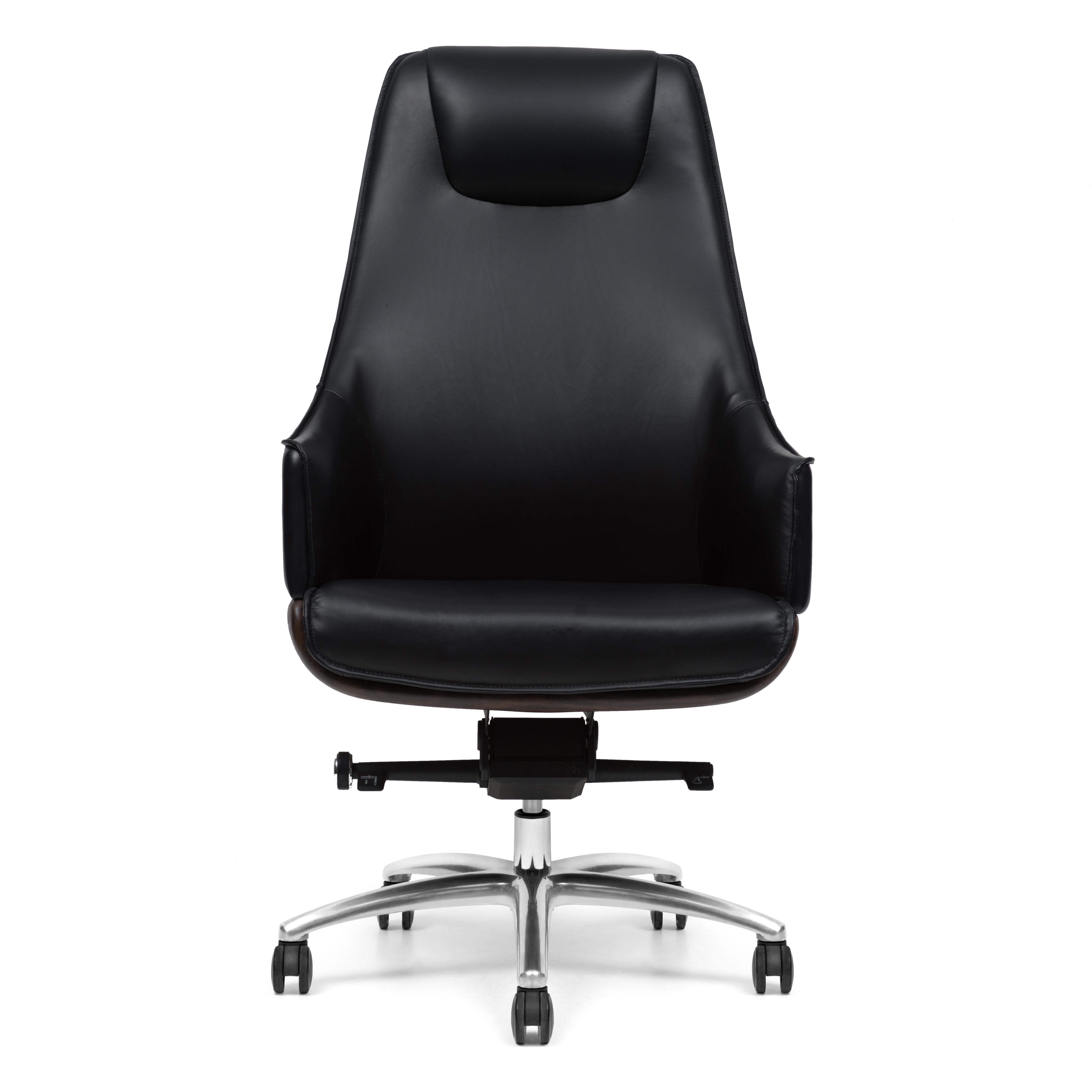 Aluminum Base High Back Leather Executive Chair Lock At 3 Positions