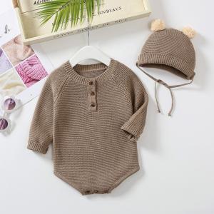 China Winter Custom 100% Cotton Sweater Baby Boys Girls Infant Jumpsuit Bodysuit wholesale