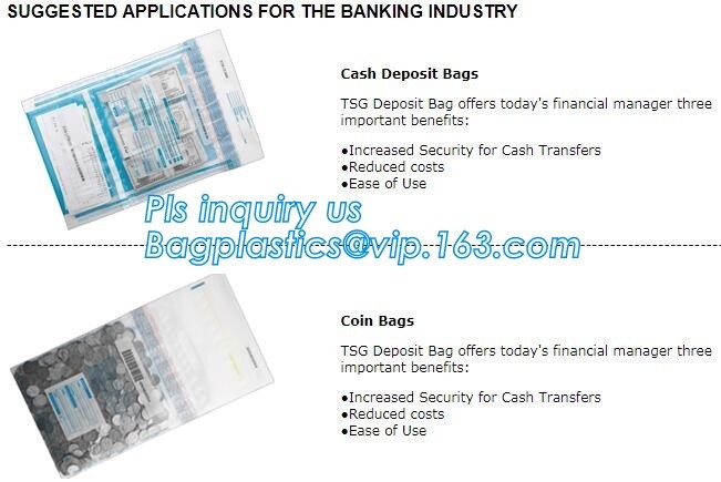 security deposit bags bank deposit bags cash deposit bags, general bank plastic deposit bags supply, Coin and Bank Note