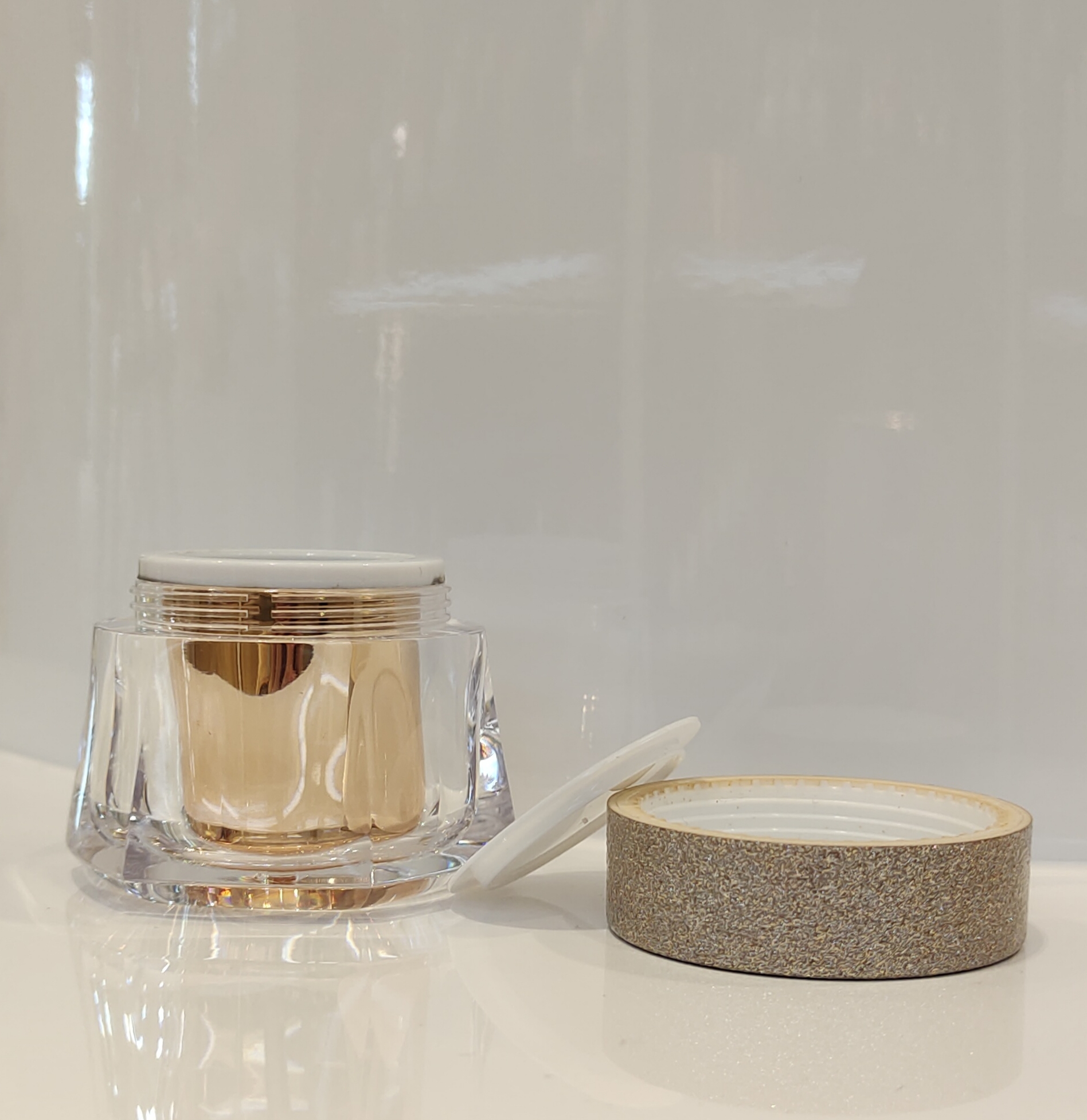 PETG Collar Material Double Wall Face Cream Container 30g for Other Cosmetic in Luxury White Transparent