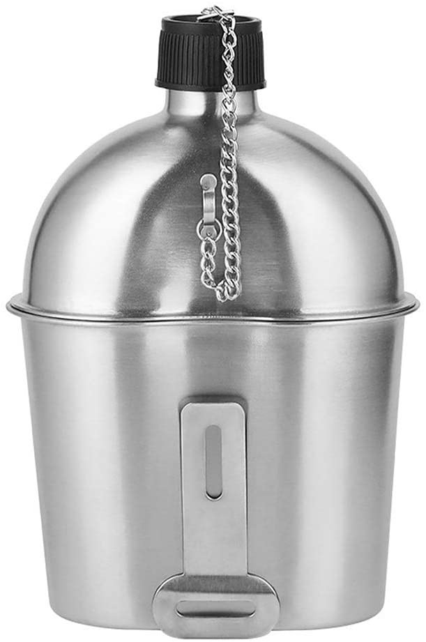 2pcs Military Canteen Kit 1000ml 600ml Aluminum Canteen Cup Set