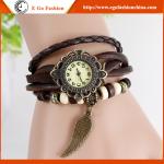 Vintage Watch Leather Watches Retro Watch Pendant Leaf Watches Female Watch