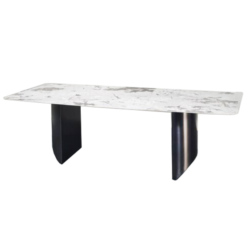 Elegant Fusion Stainless Steel Marble Dining Table Round Marble Dining Table Set For 8 Seater