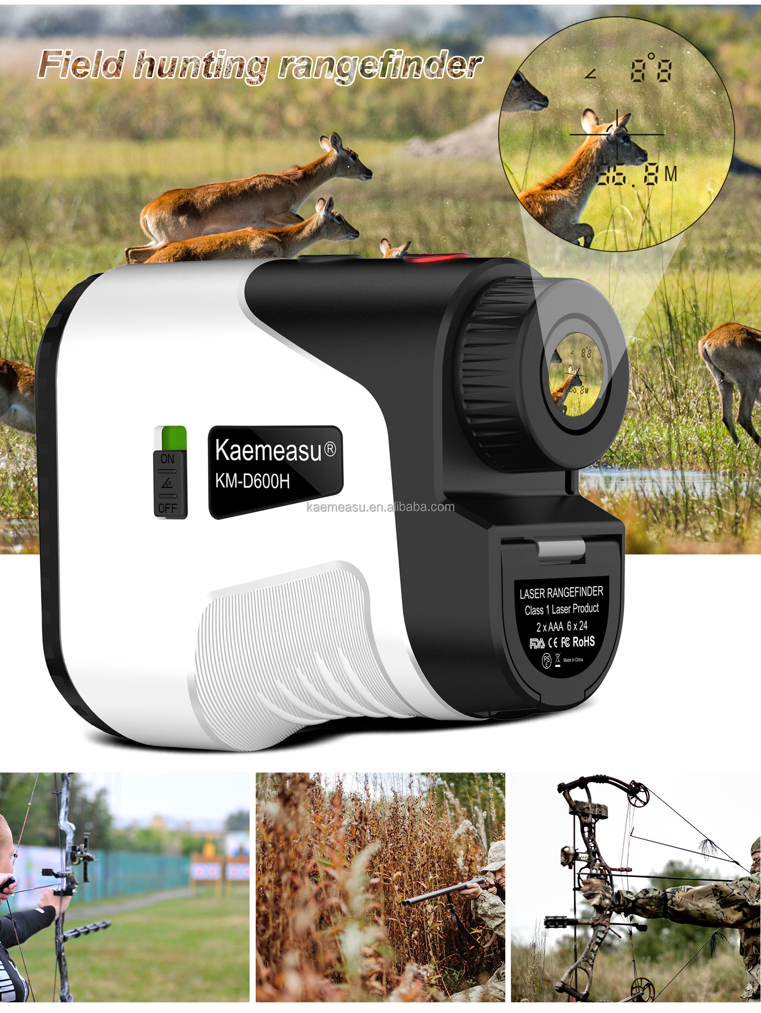 kaemeasu Laser Distance Meter Professional Hunting Rangefinder Outdoor Activities Handheld Shooting Range Finder F450