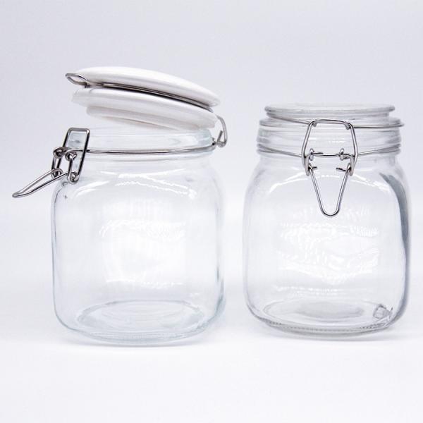 Clear Short Type 100ml 150ml 200ml Glass Pickle Butter Jar with Metal Buckle