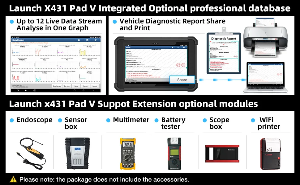 LAUNCH X431 PAD V ELITE 10.1' Car Diagnostic Tools Auto ECU Online Programming Coding X-PROG 3 Key programmer Auto obd2