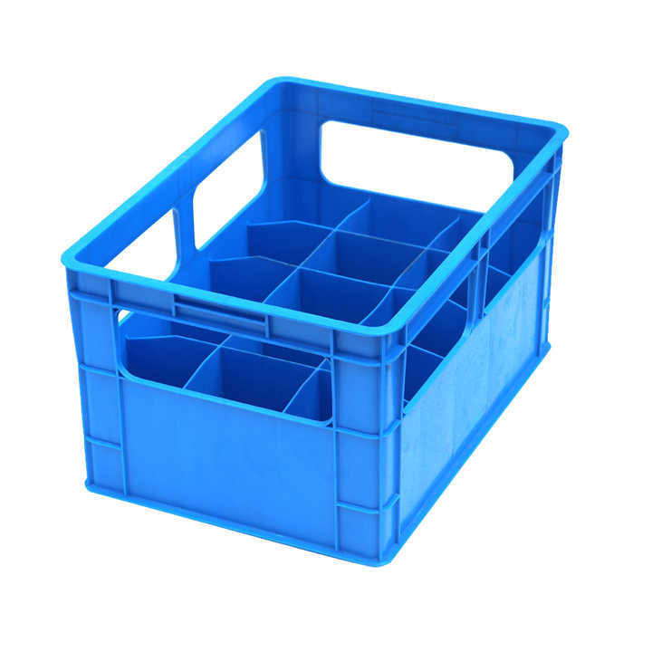 15-Bottle Plastic Soda Water And Beer Crate With 4-Side Handles Wholesale 12 15 20 24 40 Bottles Green Black Blue Red Stackable Turnover Storage