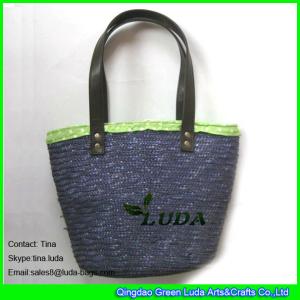 China LUDA navy blue handbags wholesale wheat straw bags for summer wholesale